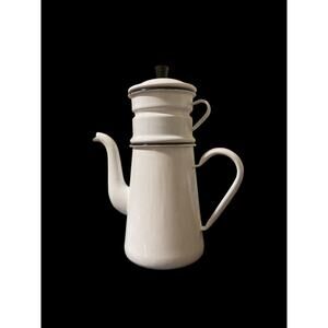 Orleans Biggins French Drip Enameled Coffee Pot Vintage 1978  10.5 inches